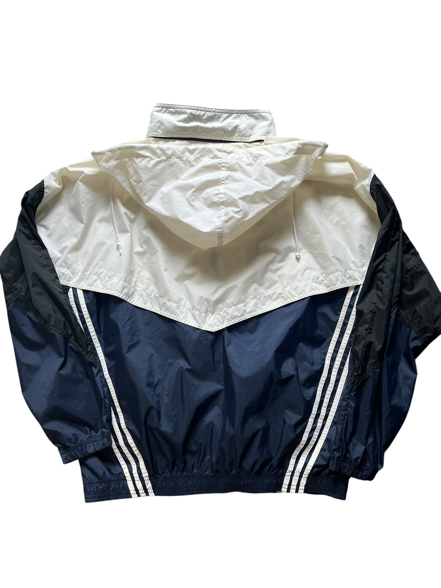Vintage Adidas Originals Windbreaker Jacket Trefoil 90s 2000s Navy White Colorblock 3-Stripe(L)