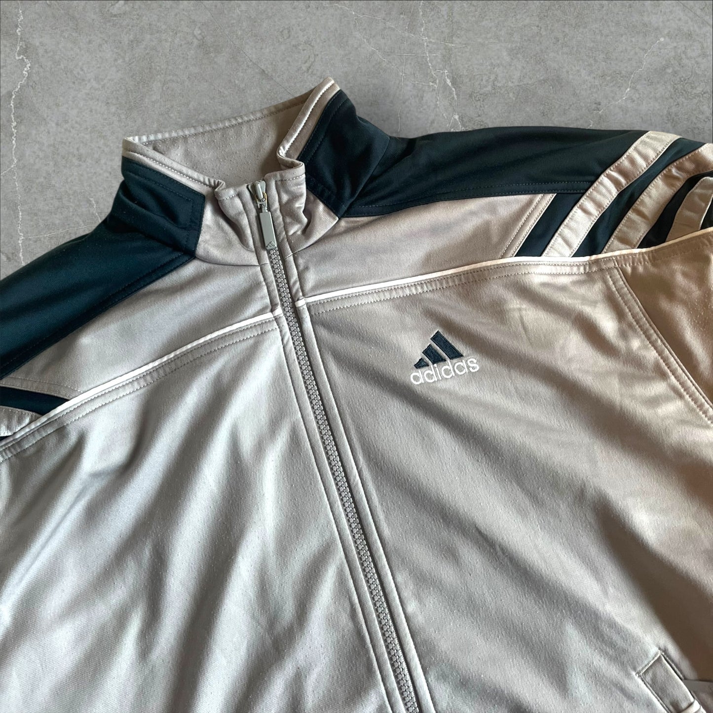 Vintage Adidas Trainingsjacke Grau Navy 2000s Track Jacket 3-Streifen (M)