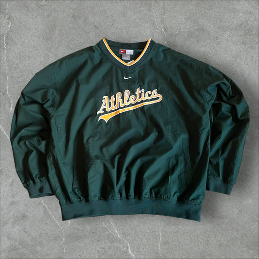 Vintage Nike MLB Oakland Athletics Windbreaker Pullover Jacket XL – 2000s Genuine Merchandise (XL)