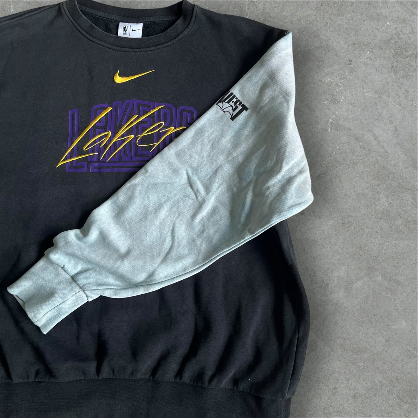 Nike x Lakers Crewneck (black, purple/yellow script) — 2010s (M)