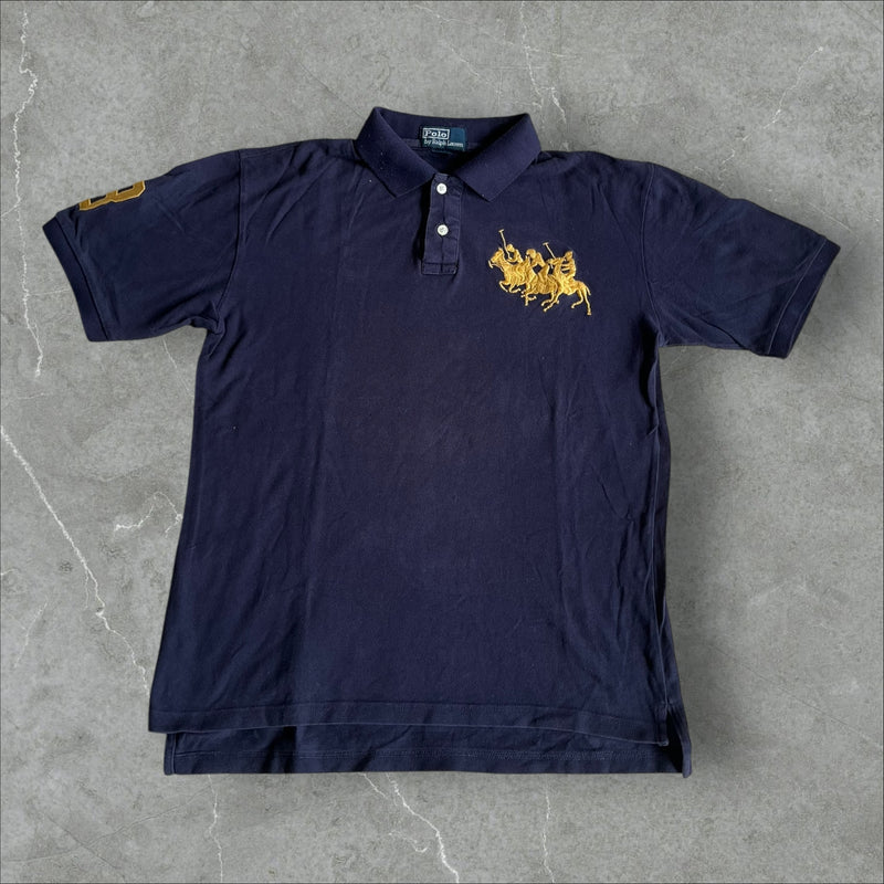 Polo Ralph Lauren “Triple Pony” Polo (navy, big chest embroidery) — 2008–2014 (M)