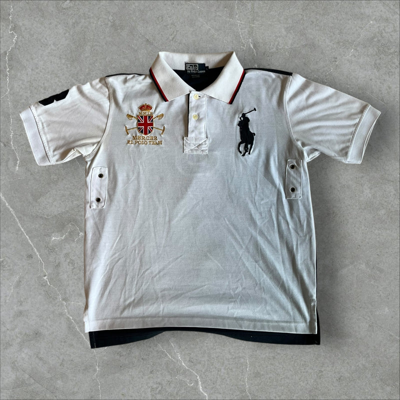 Polo Ralph Lauren “Mercer Polo Team” Big Pony Polo (white/navy) — 2010–2014 (L)