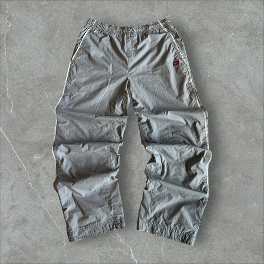 Nike Nylon Track Pants (grey, red tab) — 2003–2006 (M)