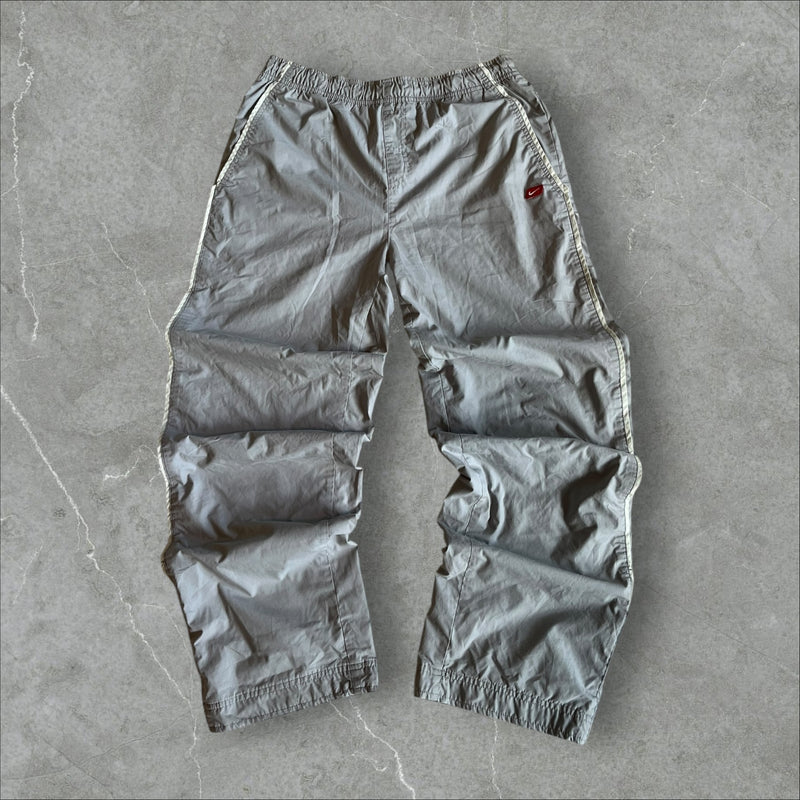 Nike Nylon Track Pants (grey, red tab) — 2003–2006 (M)
