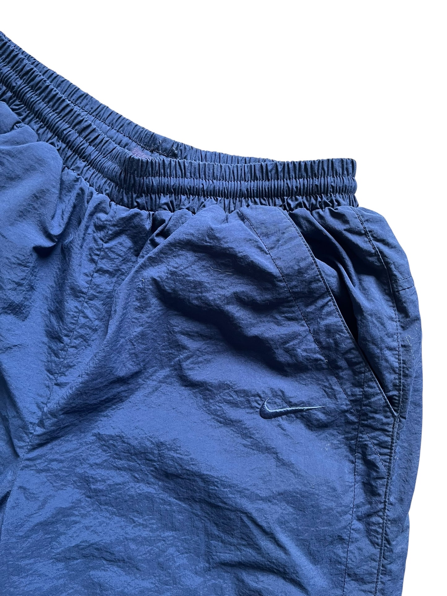 Nike Vintage Nylon Trainingshose – Crinkle Look – Navy – ca. 2000 (L)