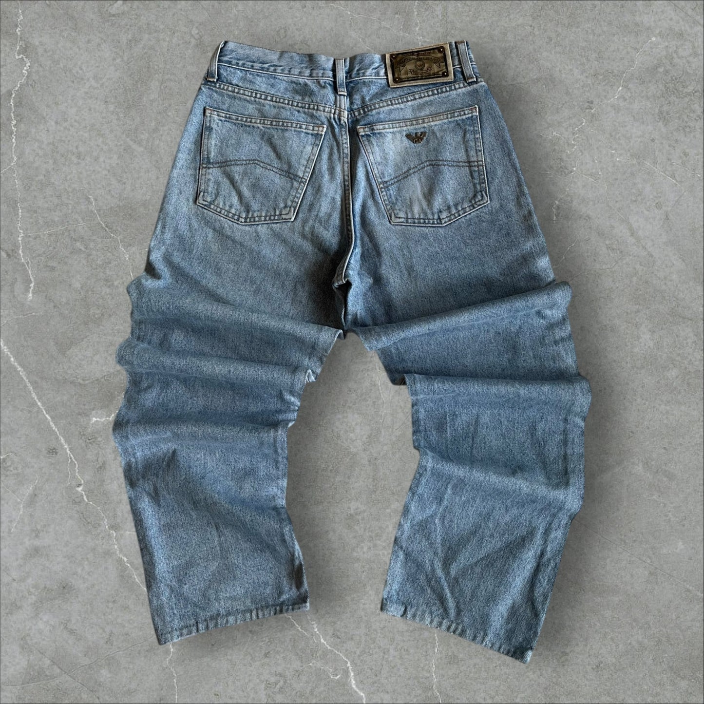 Armani Jeans Denim (light wash, AJ eagle) — 1995–2005 (M)