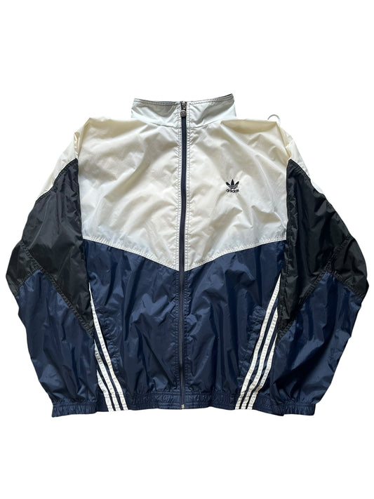 Vintage Adidas Originals Windbreaker Jacket Trefoil 90s 2000s Navy White Colorblock 3-Stripe(L)