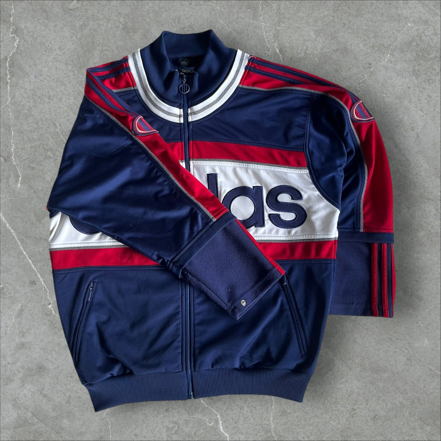 Adidas Spell-Out Track Jacket (navy/red/white) — 2000–2003 (M)