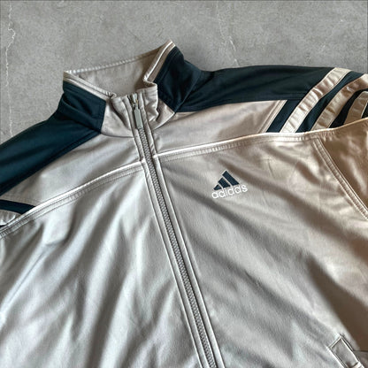 Vintage Adidas Trainingsjacke Grau Navy 2000s Track Jacket 3-Streifen (M)