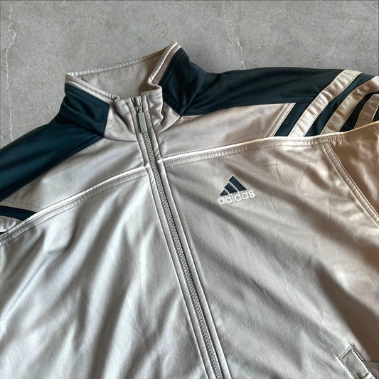 Vintage Adidas Trainingsjacke Grau Navy 2000s Track Jacket 3-Streifen (M)