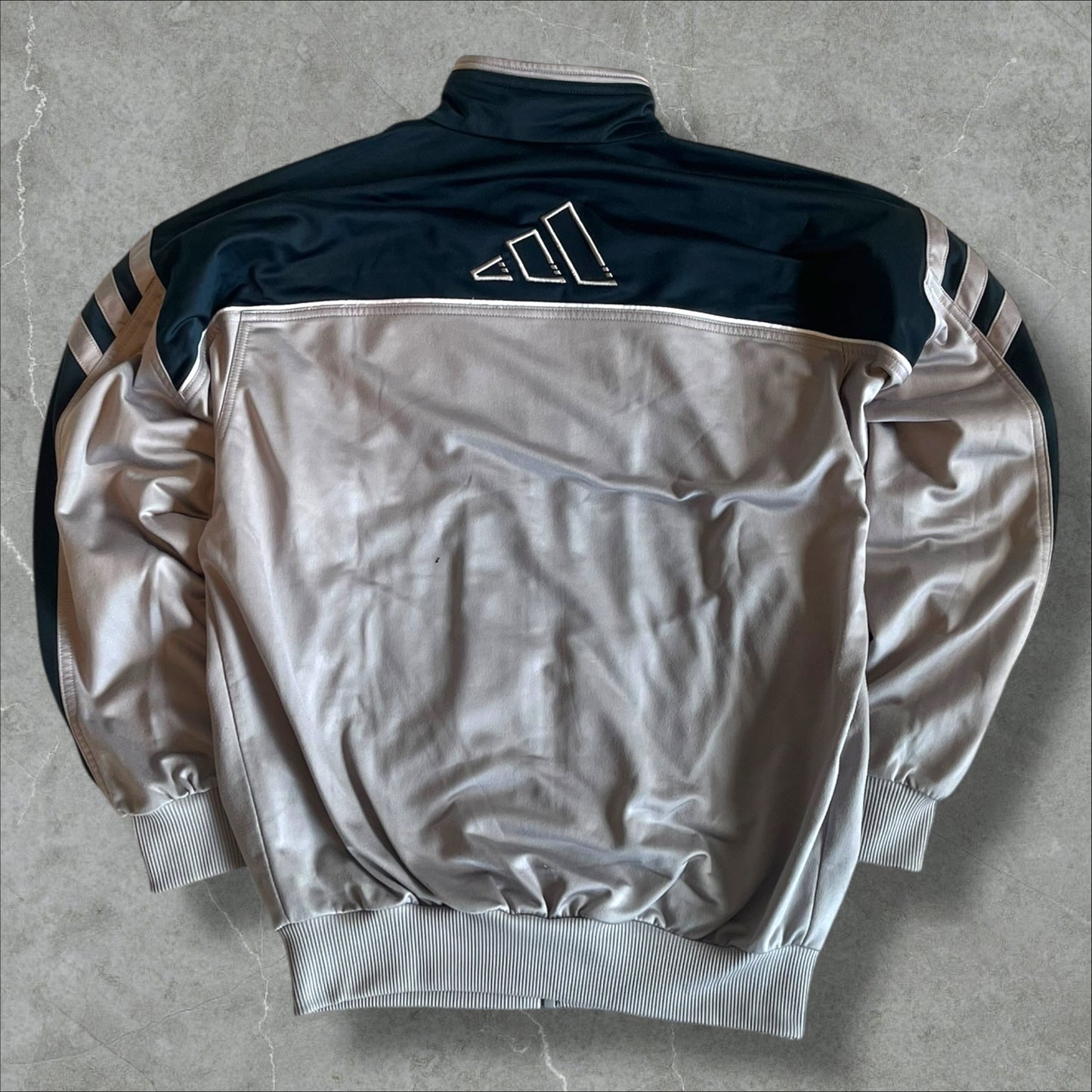 Vintage Adidas Trainingsjacke Grau Navy 2000s Track Jacket 3-Streifen (M)