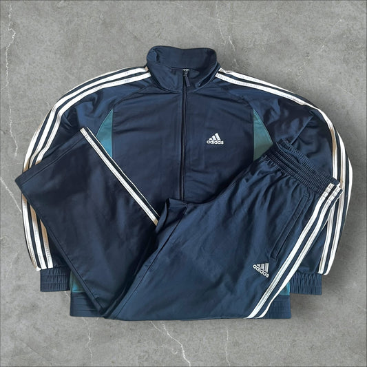 Adidas 3-Stripes Track Suit – Navy & Teal – Vintage 2000s (S)