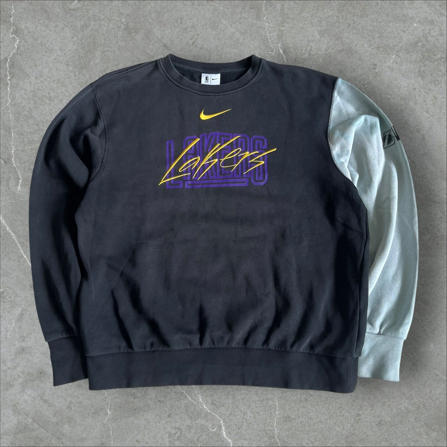 Nike x Lakers Crewneck (black, purple/yellow script) — 2010s (M)