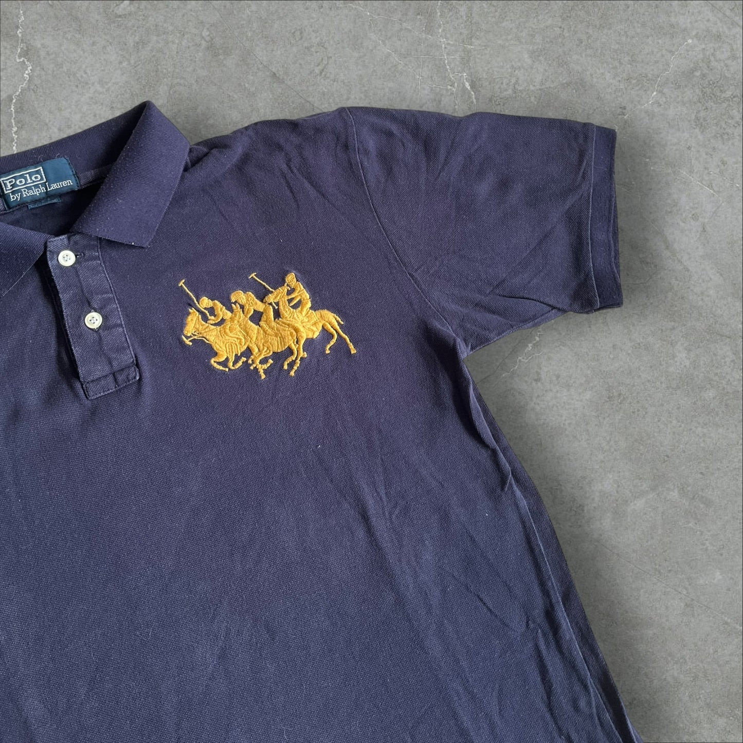 Polo Ralph Lauren “Triple Pony” Polo (navy, big chest embroidery) — 2008–2014 (M)