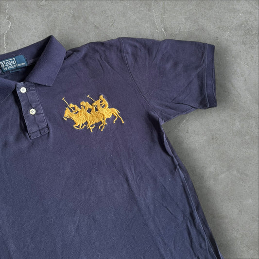 Polo Ralph Lauren “Triple Pony” Polo (navy, big chest embroidery) — 2008–2014 (M)