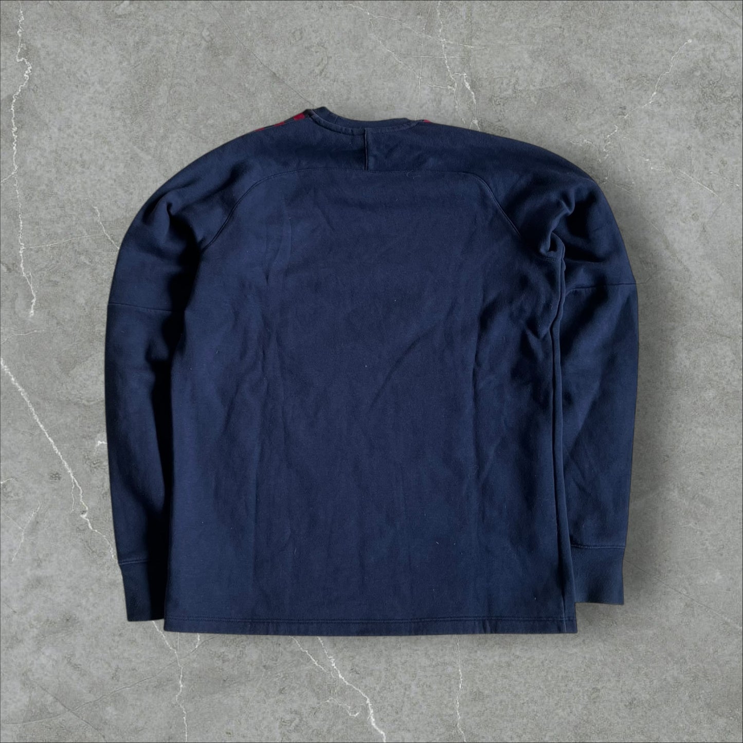 Nike FC Barcelona Crew (navy, red check tape) — 2008–2010 (M)