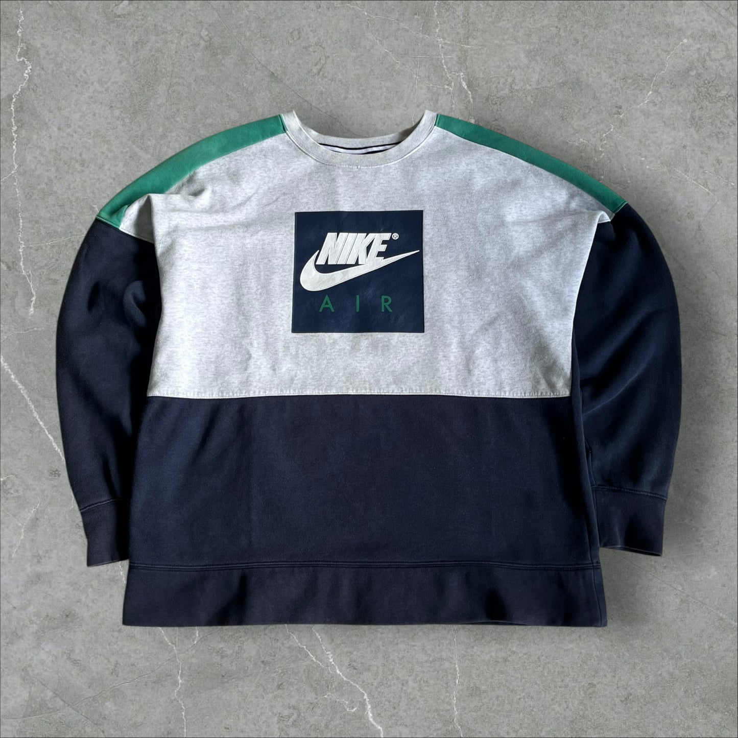 Nike Air Colorblock Crew (grey/navy/green) — 2014–2018 (L)