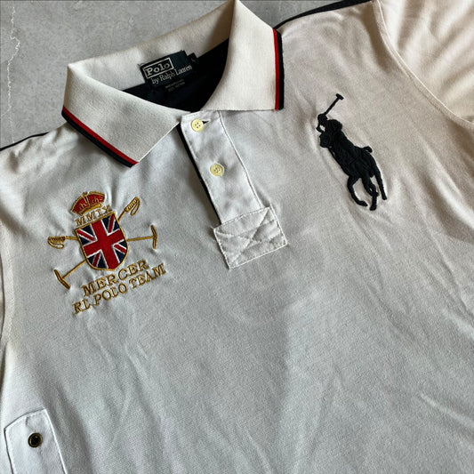 Polo Ralph Lauren “Mercer Polo Team” Big Pony Polo (white/navy) — 2010–2014 (L)