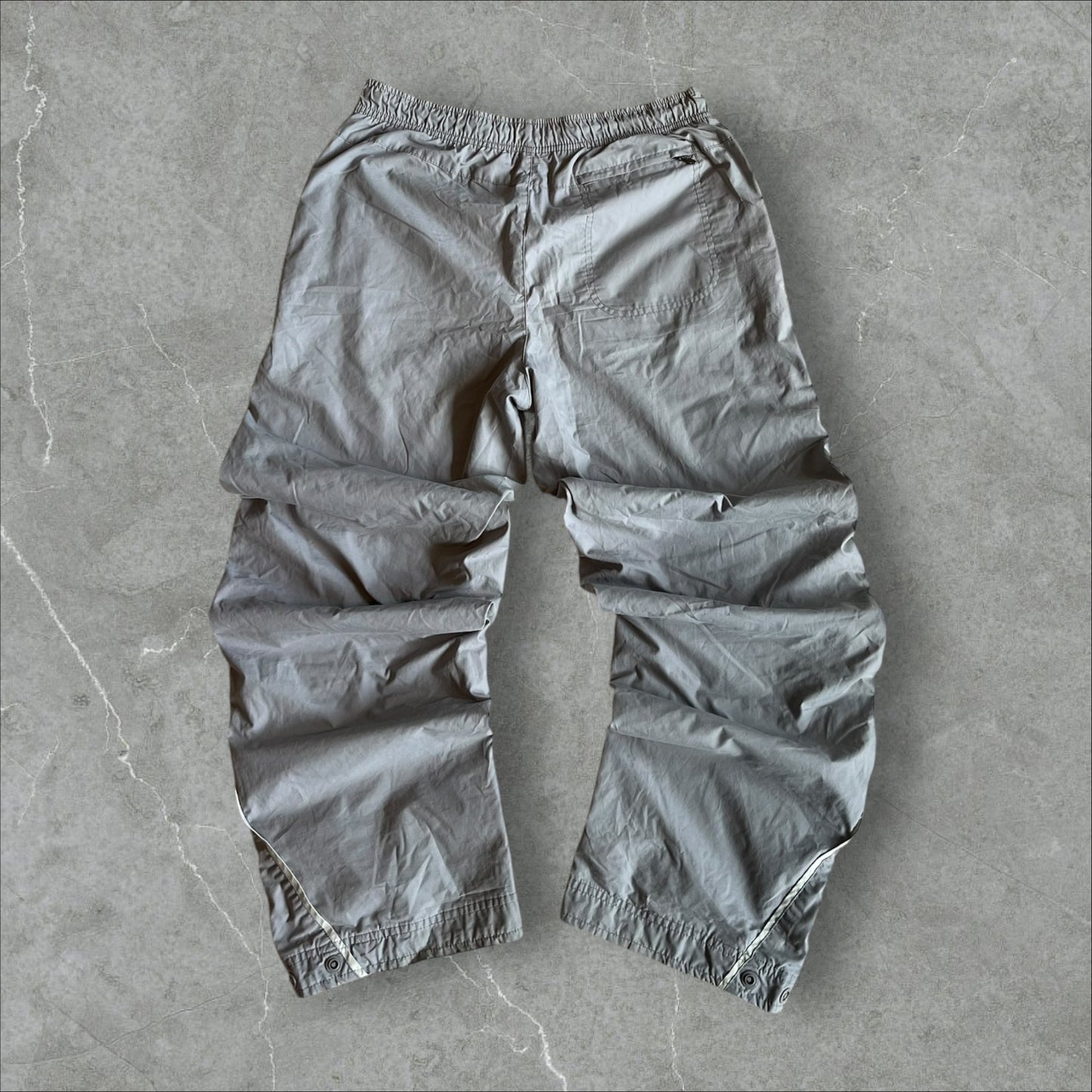 Nike Nylon Track Pants (grey, red tab) — 2003–2006 (M)