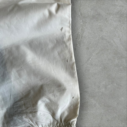 Vintage Nylon Track Pants (ivory/black side stripe) — 1998–2003 (M)