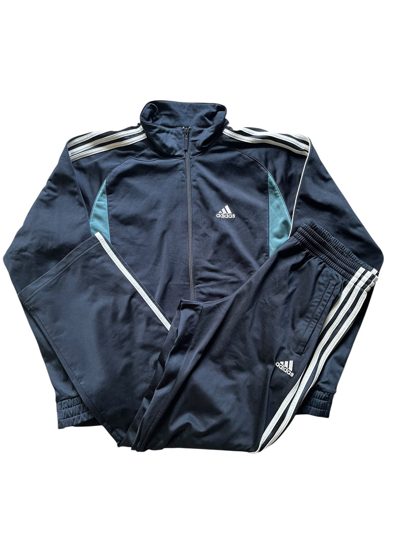 Adidas 3-Stripes Track Suit – Navy & Teal – Vintage 2000s (S)