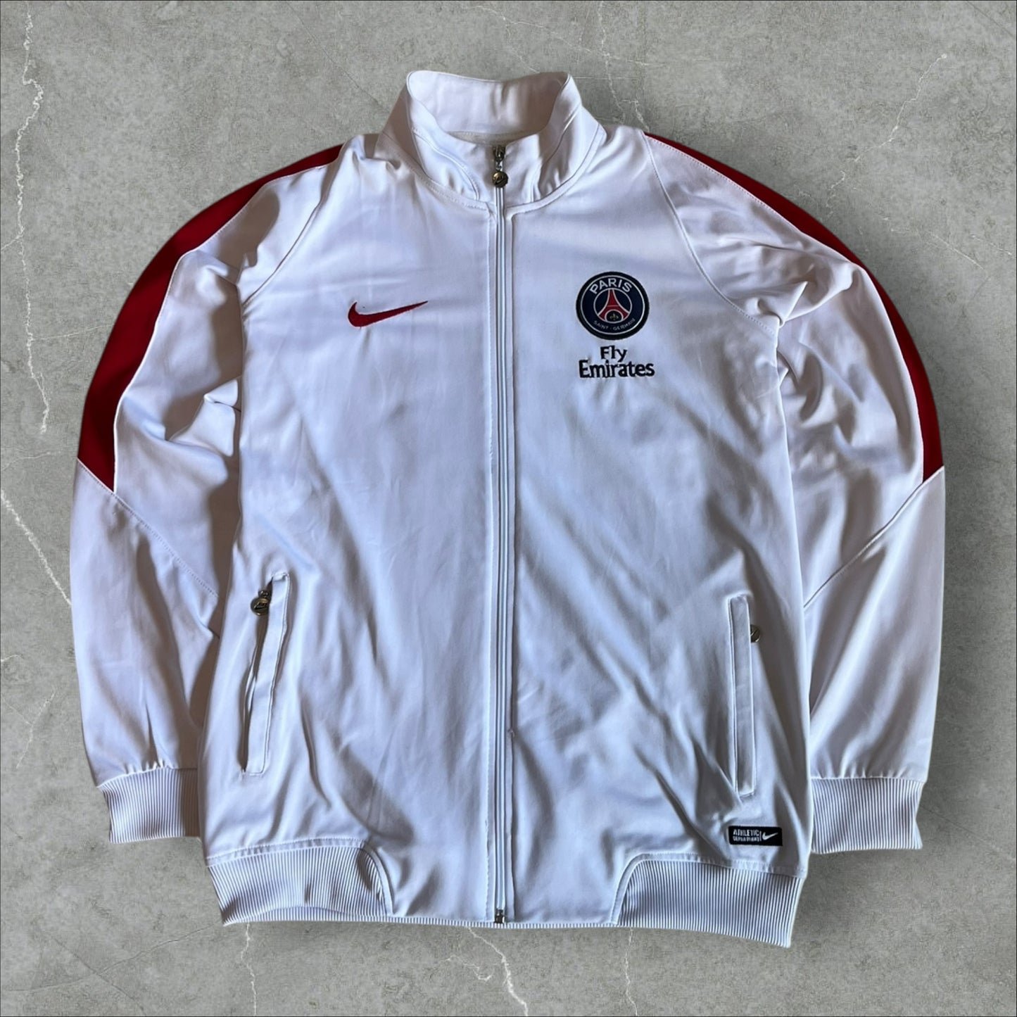 PSG Nike Track Jacket (white/red, Fly Emirates) — 2013–2016 (M)
